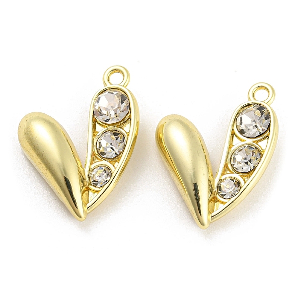 

PandaHall Alloy with Glass Pendants, Heart Charms, Golden, 22x17x7mm, Hole: 1.8mm Alloy+Glass Heart Clear
