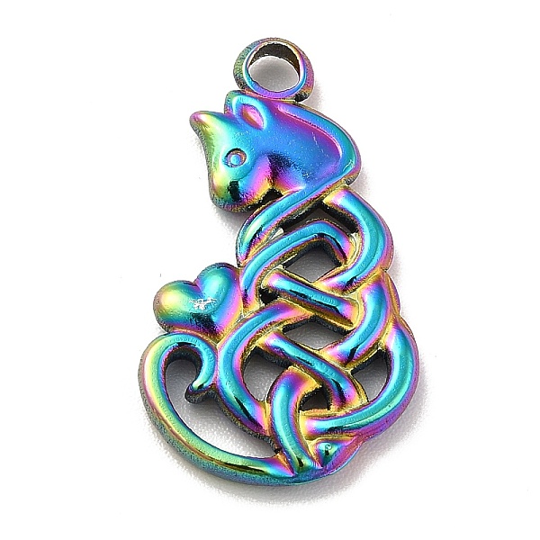 

PandaHall Ion Plating(IP) 201 Stainless Steel Pendants, Fox Charms, Rainbow Color, 23.5x14x2.5mm, Hole: 2.5mm 201 Stainless Steel Fox