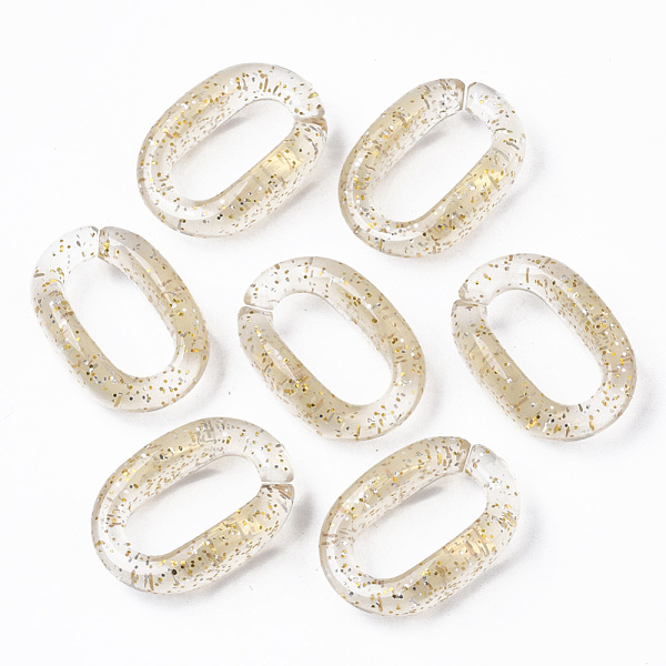 

PandaHall Transparent Acrylic Linking Rings, with Glitter Powder, Quick Link Connectors, For Jewelry Cable Chains Making, Oval, Beige..., Yellow
