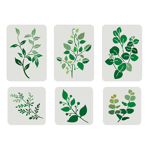 

PandaHall FINGERINSPIRE 6 pcs Watercolor Leaves Painting Stencil 2 Size Reusable Leaves Drawing Template Ivy Decoration Stencil Leaf Plants...