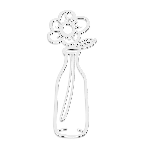 

PandaHall 201 Stainless Steel Pendants, Laser Cut, Vase with Flower, Stainless Steel Color, 39x14.5x1mm, Hole: 1.6mm 201 Stainless Steel...