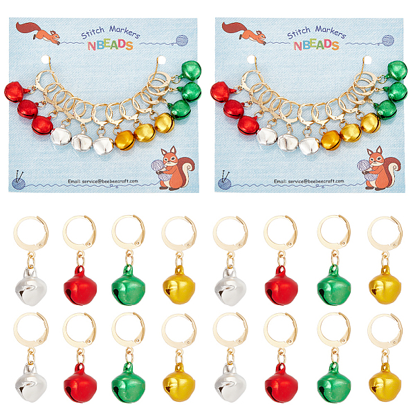 

PandaHall Aluminum Bell Charm Locking Stitch Markers, Golden Tone 304 Stainless Steel Clasp Stitch Marker, Mixed Color, 3cm, 4 colors..., Multicolor