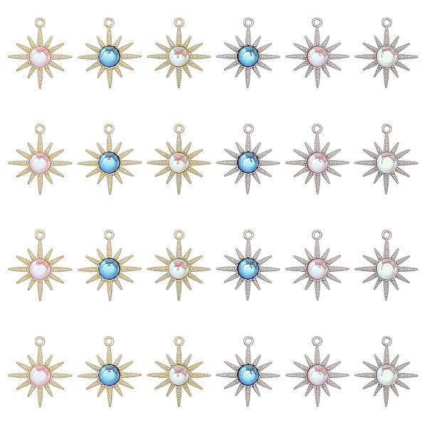 

PandaHall CHGCRAFT 24Pcs 6 Styles Rack Plating Alloy Pendants, Sun Charms, with Resin, Cadmium Free & Nickel Free & Lead Free, Platinum &..., Multicolor