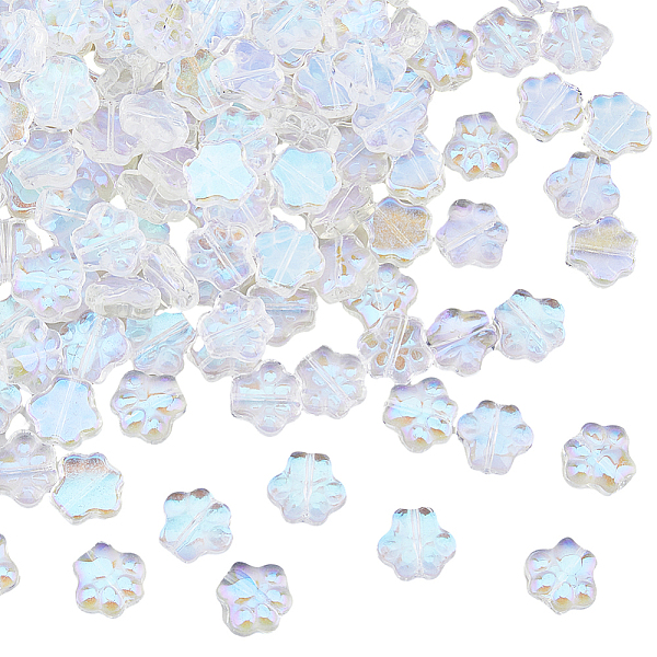 

PandaHall HOBBIESAY 150Pcs Transparent Glass Beads, AB Color Plated, Cat Paw Prints, Clear AB, 11x12x4.5mm, Hole: 1mm Glass Cat Shape White