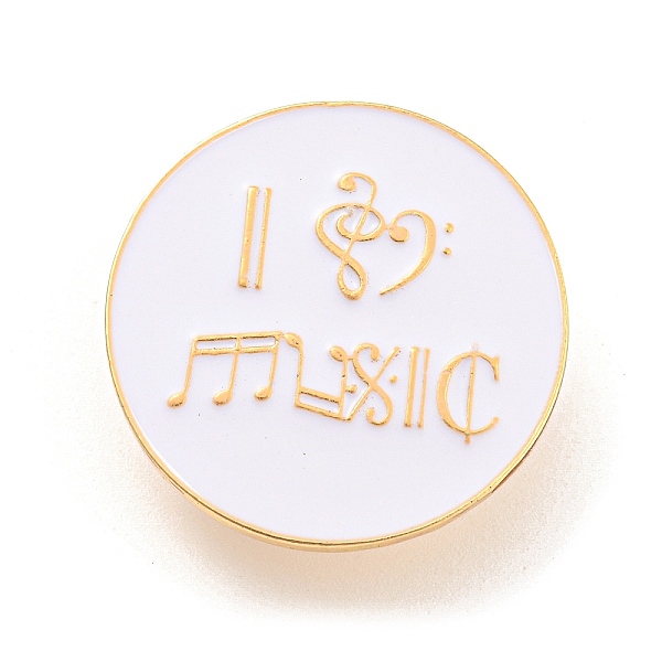 PandaHall Music Theme Enamel Pins, Light Gold Alloy Badge for Women, Vinyl Record, 22.5x1.5mm Alloy+Enamel Others