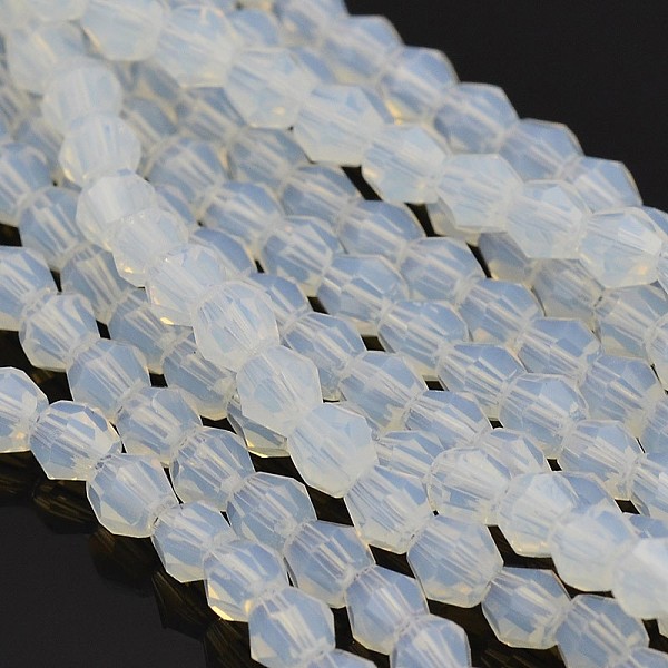 

PandaHall Faceted Bicone Opal Beads Strands, Ghost White, 4x4mm, Hole: 1mm, about 82~85pcs/strand, 30.5~31cm Opalite Bicone White