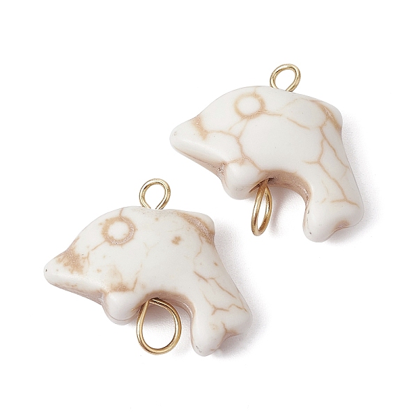 

PandaHall Synthetic Turquoise Connector Charms, Dolphin Links with Golden Plated Stainless Steel Double Loops, Floral White...