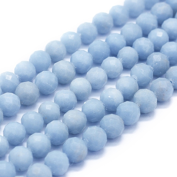

PandaHall Natural Ang Beads Strands, Anhydrite Beads, Faceted, Round, 7mm, Hole: 1mm, about 52~53pcs/Strand, 15.35 inch(39cm) Angelite Round