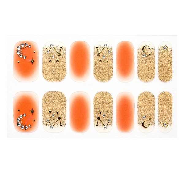 

PandaHall Full Wrap Gradient Nail Polish Stickers, Tartan Snowflake Leopard Print Self-Adhesive Glitter Powder Gel Nail Art Decals, for Nail..., Gold