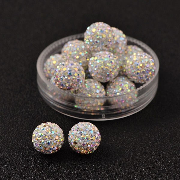 

PandaHall Czech Glass Rhinestones Beads, Polymer Clay Inside, Half Drilled Round Beads, 101_Crystal+AB, PP11(1.7~1.8mm), 10mm, Hole: 1mm..., Clear