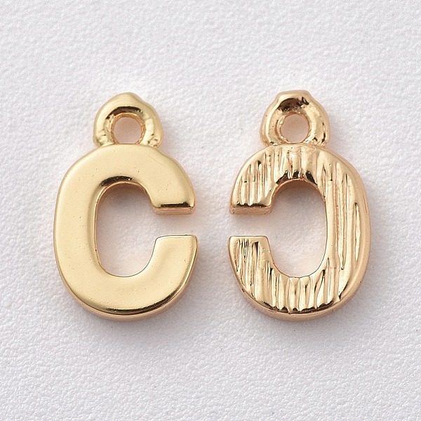 

PandaHall Brass Charms, Letter, Nickel Free, Real 18K Gold Plated, Letter.C, 8~8.5x5x1.5mm, Hole: 0.8mm Brass Letter