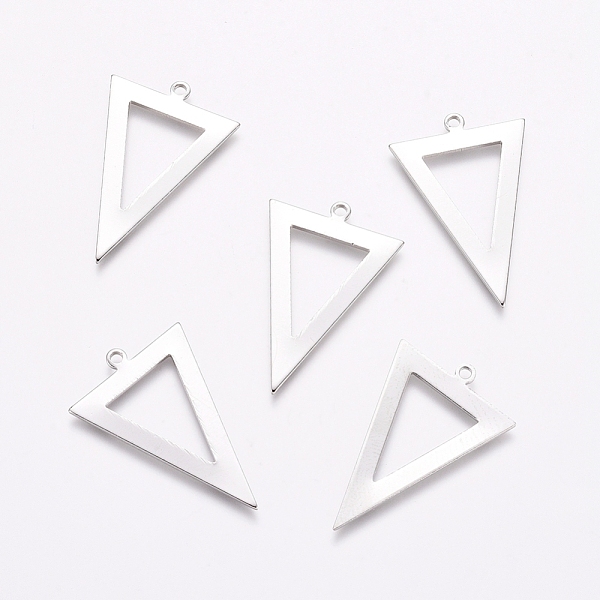 

PandaHall Rack Plating Brass Pendants, Inverted Triangle, Platinum, 28x18x1mm, Hole: 1.4mm Brass Triangle
