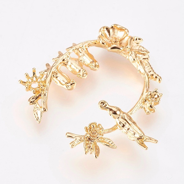 

PandaHall Brass Filigree Joiners Links, Nickel Free, Branch with Bird, Real 18K Gold Plated, 28x31x5mm, Hole: 0.8~1.2mm Brass Branch