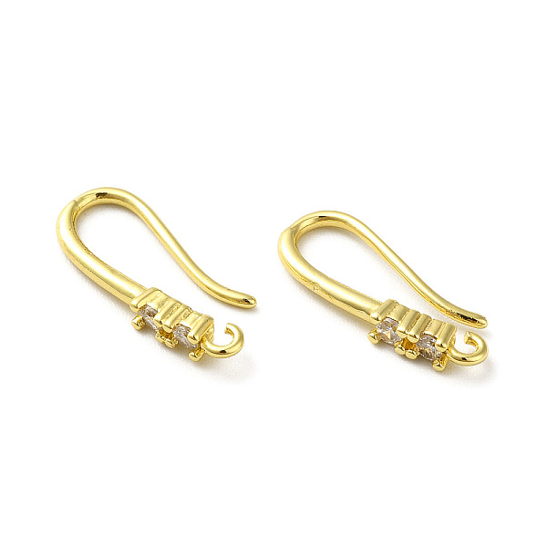 

PandaHall Brass Micro Pave Clear Cubic Zirconia Earring Hooks, Ear Wire, with Loops, Real 18K Gold Plated, 18mm, Hole: 1.2mm, 18 Gauge, Pin...