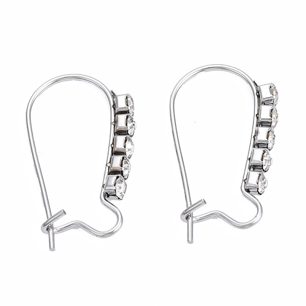 

PandaHall 304 Stainless Steel Hoop Earrings Findings Kidney Ear Wires, with Clear Cubic Zirconia, Stainless Steel Color, 20x12x2mm, Pin...