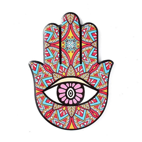 PandaHall Hamsa Hand/Hand of Miriam with Evil Eye Pattern Porcelain Cup Mats, Anti-Slip Heat Resistant Cork Bottom Coasters, Indian Red...