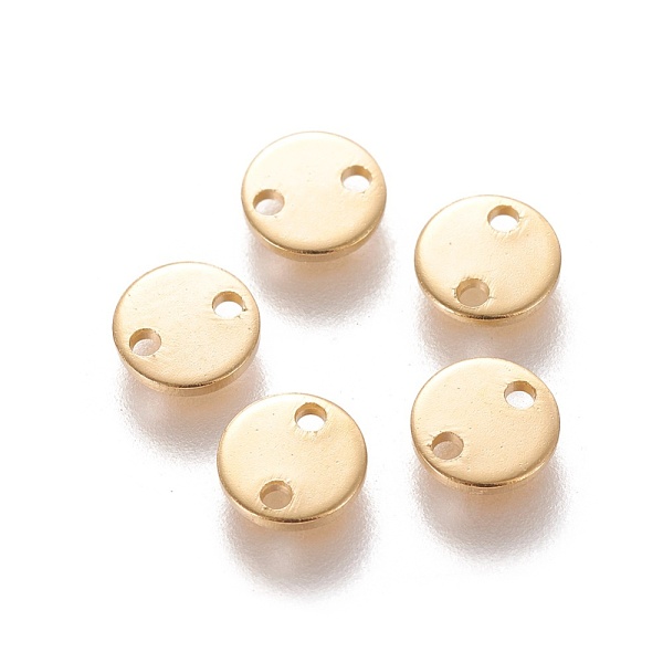 

PandaHall 304 Stainless Steel Links connectors, Flat Round, Real 24k Gold Plated, 6x0.8mm, Hole: 1mm 304 Stainless Steel Flat Round