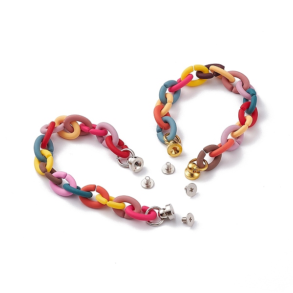 

PandaHall Acrylic Mobile Straps, with Curb Chains and Brass Screw Nuts, Mixed Color, 17.5cm, 2pcs/set Acrylic Multicolor