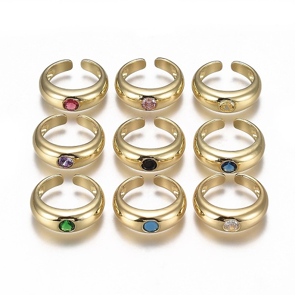 

PandaHall Brass Micro Pave Cubic Zirconia Cuff Rings, Open Rings, Cadmium Free & Lead Free, Golden, Mixed Color, US Size 7 1/2, Inner..., Multicolor