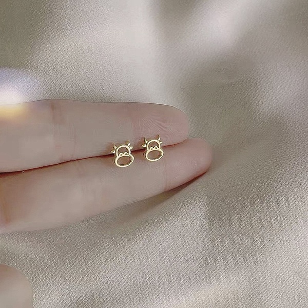 

PandaHall Alloy Earrings for Women, with 925 Sterling Silver Pin, Cattle, 10mm Alloy Cattle