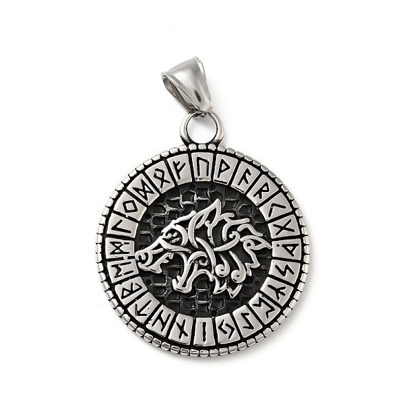 

PandaHall 304 Stainless Steel Pendants, Norse Valknut Rune with Wolf, Antique Silver, 41.5x35x3mm, Hole: 7.5x4mm 304 Stainless Steel Flat...