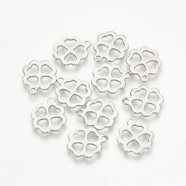 

PandaHall 304 Stainless Steel Charms, Cut-Out, Hollow, Four-leaf Clover, Stainless Steel Color, 12x10.5x1mm, Hole: 1mm 304 Stainless Steel...