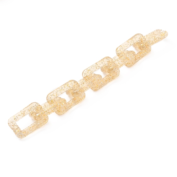 

PandaHall Handmade Transparent Acrylic Cross Chains, with Glitter Powder, Rectangle, Wheat, 30x20x6mm, about 39.37 inch(1m)/strand Acrylic..., Orange