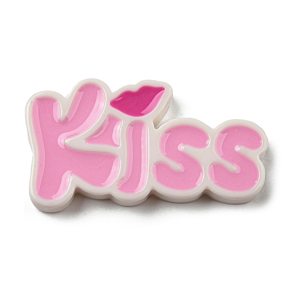

PandaHall Opaque Resin Enamel Cabochons, Word Kiss, Pink, 22x41.5x5mm Resin Word Pink