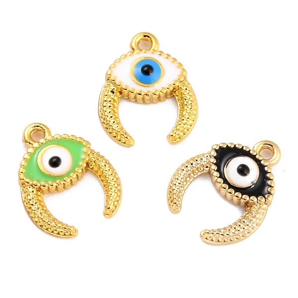 

PandaHall Golden Brass Enamel Pendants, Long-Lasting Plated, Evil Eye with Ox Horn, Mixed Color, 11.5x9x2mm, Hole: 1mm Brass+Enamel Eye..., Multicolor
