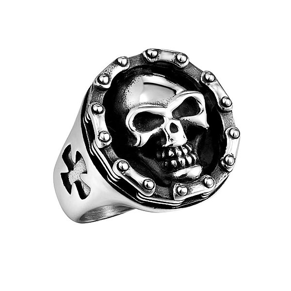 

PandaHall Stainless Steel Signet Rings, Skull, Antique Silver, US Size 8(18.1mm) Stainless Steel Skull