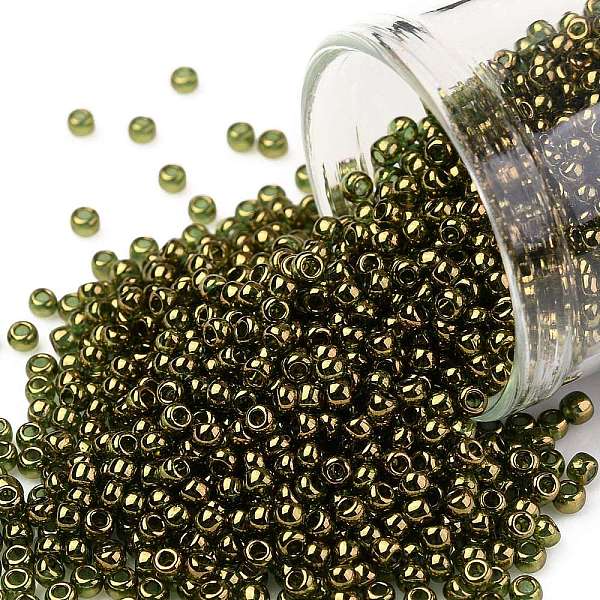 

PandaHall TOHO Round Seed Beads, Japanese Seed Beads, (324) Gold Luster Moss Green, 11/0, 2.2mm, Hole: 0.8mm, about 1110pcs/10g Glass Green