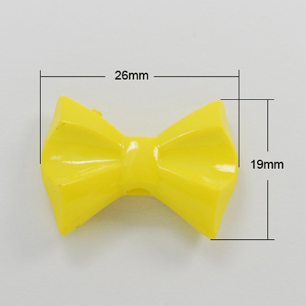 

PandaHall Opaque Acrylic Beads, Faceted, Bowknot, Yellow, 19x26x7mm, Hole: 3mm, about 300pcs/500g Acrylic Bowknot Yellow