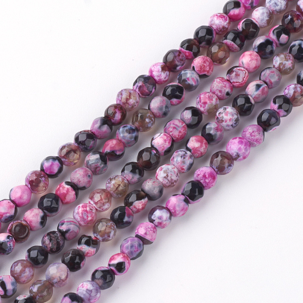 

PandaHall Natural Fire Crackle Agate Bead Strands, Dyed, Faceted, Round, Fuchsia, 6mm, Hole: 1.5mm, about 60pcs/strand, 14.9 inch Fire..., Pink