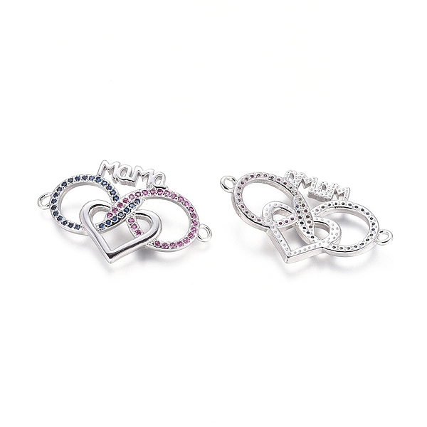 

PandaHall Brass Micro Pave Cubic Zirconia Links connectors, Infinity with Heart & Word MaMa, for Mother's Day, Colorful, Platinum...