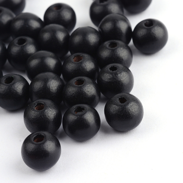

PandaHall Dyed Natural Wood Beads, Round, Black, 7x6mm, Hole: 2mm, about 9000pcs/1000g Schima Wood Round Black