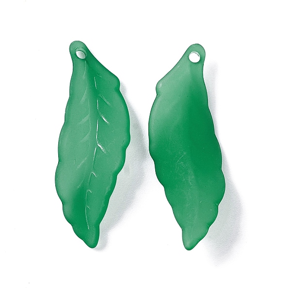 

PandaHall Frosted Resin Pendants, Leaf, Green, 29x10x3mm, Hole: 1.5mm Resin Leaf Green