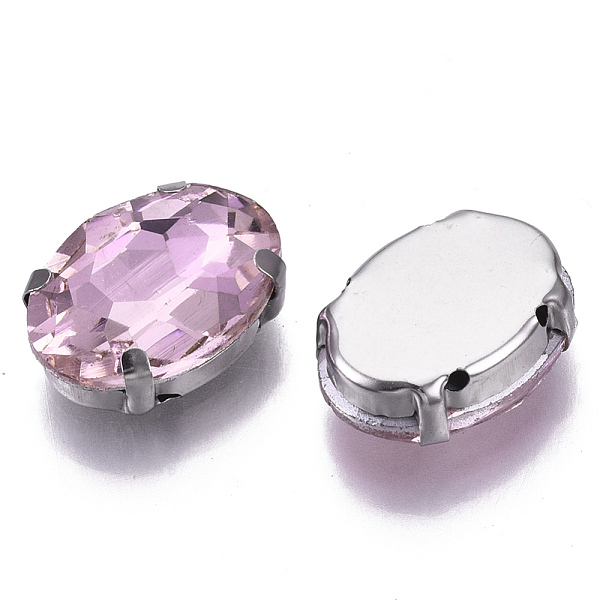 

PandaHall Sew on Rhinestone, Glass Rhinestone, Multi-strand Links, with Stainless Steel Settings, Garments Accessories, Faceted, Oval, Light..., Purple