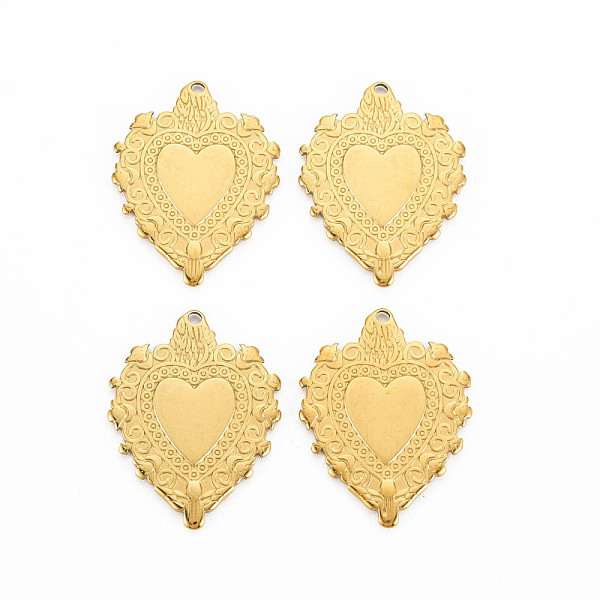 

PandaHall 201 Stainless Steel Pendants, Heart, Real 18K Gold Plated, 30x23x1.5mm, Hole: 1.6mm 201 Stainless Steel Heart