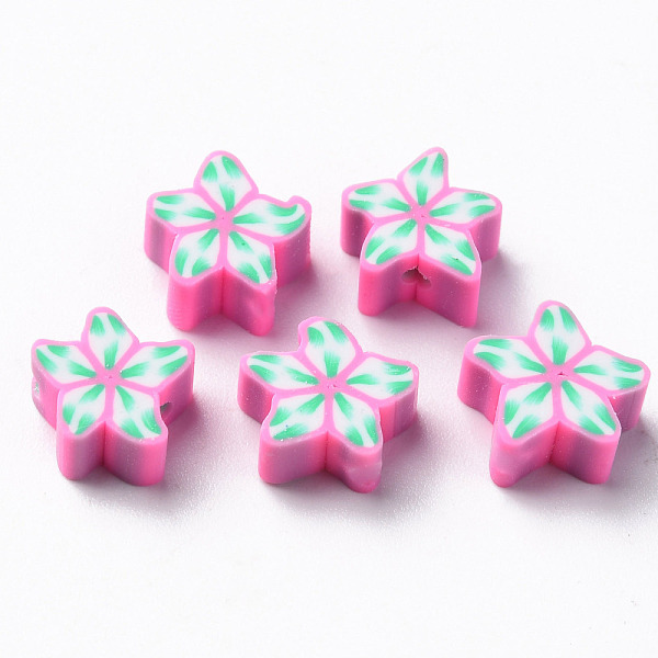 

PandaHall Handmade Polymer Clay Beads, for DIY Jewelry Crafts Supplies, Flower, Hot Pink, 9~12x9~12x4~5mm, Hole: 1.6mm Polymer Clay Flower