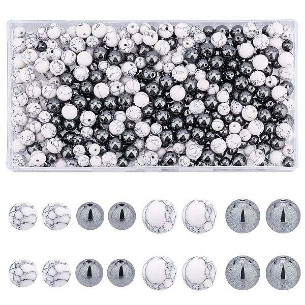 

PandaHall SUPERFINDINGS 400Pcs 4 Style Synthetic Gemstone Beads, Round, 100pcs/style Mixed Stone Round