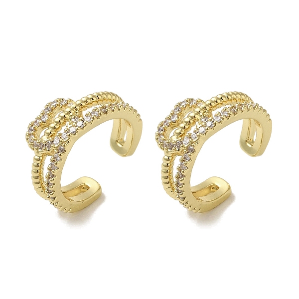 

PandaHall Rack Plating Brass Micro Pave Clear Cubic Zirconia 2-Strand Heart Cuff Earrings for Women, Cadmium Free & Lead Free, Long-Lasting...