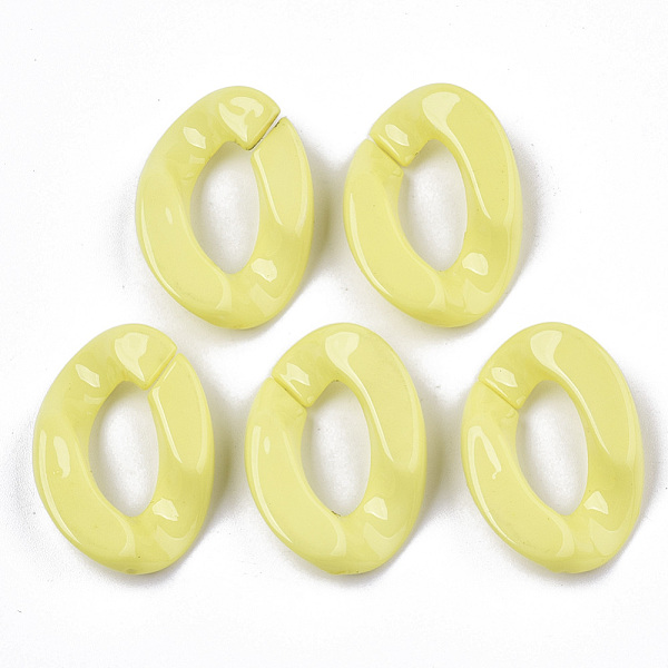 

PandaHall Opaque Acrylic Linking Rings, Quick Link Connectors, for Curb Chains Making, Twist, Yellow, 30x21x6mm, Inner Diameter: 16x8mm...