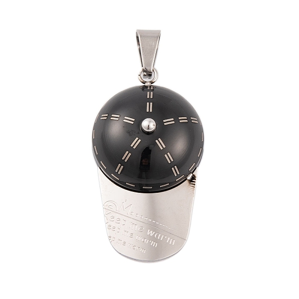 

PandaHall 304 Stainless Steel Pendants, Hat Charm, Black & Stainless Steel Color, 39x22x1.5mm, Hole: 8.5x4.5mm 304 Stainless Steel Hat