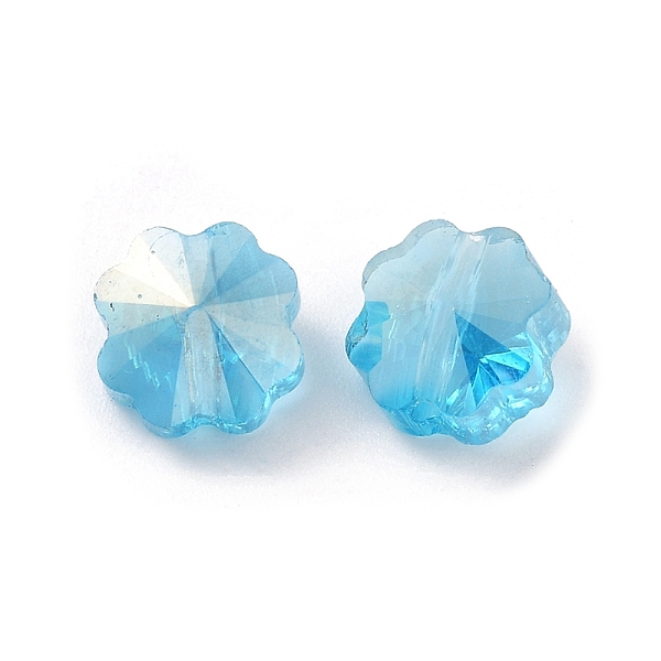 

PandaHall Transparent Electroplate Glass Beads, AB Color, Faceted Clover, Light Sky Blue, 7.5x7.5x5mm, Hole: 1mm Glass Clover