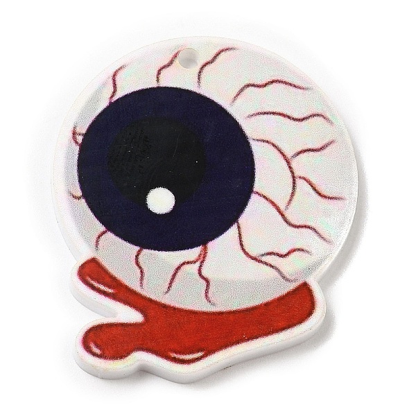 

PandaHall Halloween Themed Opaque Printed Acrylic Pendants, Eye, 35.5x31.5x2mm, Hole: 2mm Acrylic Eye Black