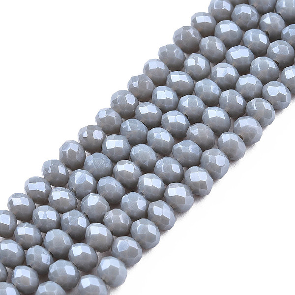 

PandaHall Electroplate Glass Beads Strands, Pearl Luster Plated, Faceted, Rondelle, Light Steel Blue, 4x3mm, Hole: 0.4mm, about...