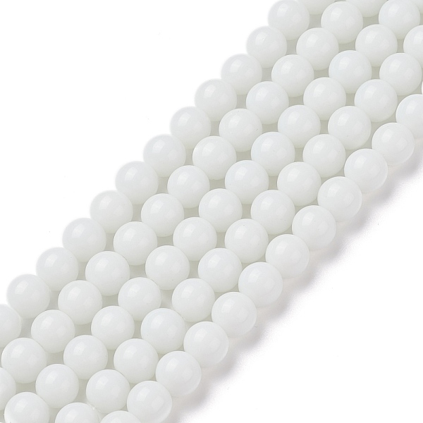 

PandaHall Glass Beads Strands, Round, White, 8mm, Hole: 1mm, about 40pcs/strand, 11 inch~12 inch Glass Round White