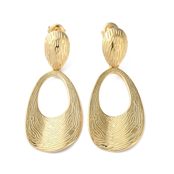 

PandaHall 304 Stainless Steel Dangle Stud Earrings, Hollow Teardrop, Real 14K Gold Plated, 40.5x20mm 304 Stainless Steel Teardrop