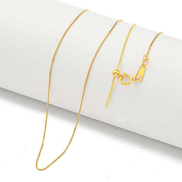 

PandaHall 925 Sterling Silver Box Chain Necklaces, with 925 Stamp, Real 18K Gold Plated, 17.32 inch(44cm) Sterling Silver