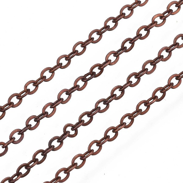 

PandaHall Brass Cable Chains, Soldered, with Spool, Flat Oval, Red Copper, 2x1.8x0.2mm, about 9.84 Feet(3m)/Roll Brass